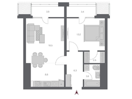 Продается 2-комнатная квартира ЖК Беринг, дом 3, 60.14 м², 12350000 рублей