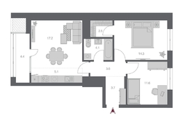 Продается 3-комнатная квартира ЖК Беринг, дом 3, 66.49 м², 12000000 рублей
