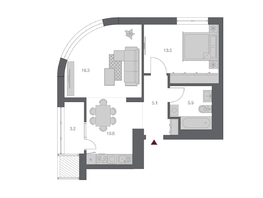 Продается 2-комнатная квартира ЖК Беринг, дом 3, 54.4 м², 10950000 рублей