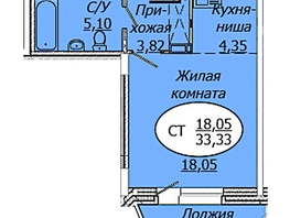 Продается Студия ЖК Комета - Октябрьский, 33.33  м&sup2;, 4966170 рублей