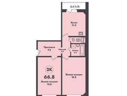 Продается 2-комнатная квартира ЖК АТОМ, 66.8 м², 6760000 рублей