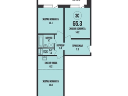Продается 3-комнатная квартира ЖК Династия, дом 907, 65.3 м², 7000000 рублей