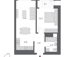 Продается 2-комнатная квартира ЖК ОСКАР, дом 1, 47.2  м², 12900000 рублей