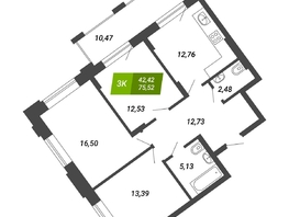 Продается 3-комнатная квартира ЖК Бирюзовая жемчужина-4, 12838400 рублей