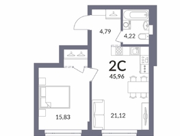 Продается 2-комнатная квартира ЖК Горская Лагуна, корпус 2, 45.96  м², 11103000 рублей