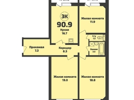 Продается 3-комнатная квартира ЖК Приозерный, дом 713 серия Life, 90.9  м², 9860000 рублей