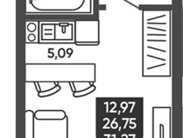 Продается Студия ЖК Ермак, 27.62  м², 4060000 рублей