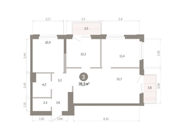 Продается 3-комнатная квартира ЖК Город на озере, 78.5  м&sup2;, 14470000 рублей