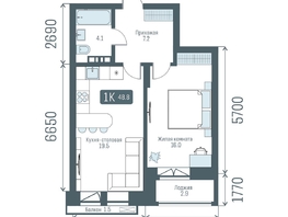 Продается 1-комнатная квартира  Кварталы Немировича, 2 очередь, 48.8  м&sup2;, 8710000 рублей