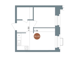 Продается 1-комнатная квартира ЖК 19/56 Кварталы Телецентра, сек 2, 30.08  м&sup2;, 5990000 рублей