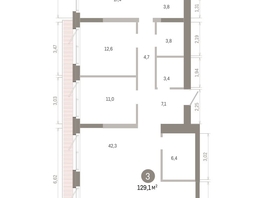 Продается 3-комнатная квартира ЖК Город на озере, 129.07  м&sup2;, 23540000 рублей