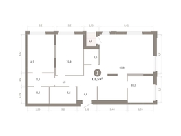 Продается 1-комнатная квартира ЖК Город на озере, 118.46  м&sup2;, 27890000 рублей