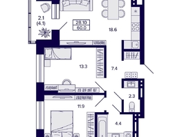Продается 2-комнатная квартира ЖК Сподвижники, дом 1, 60  м&sup2;, 7800000 рублей