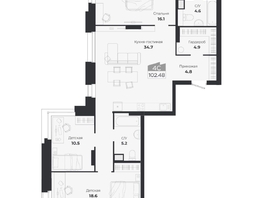Продается 4-комнатная квартира ЖК Ясный берег, дом 19, бс 2-5, 102.07  м&sup2;, 14456000 рублей