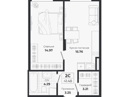 Продается 2-комнатная квартира ЖК Ясный берег, дом 10, бс 8-10, 41.48  м&sup2;, 8149000 рублей