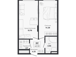 Продается 2-комнатная квартира ЖК Ясный берег, дом 10, бс 8-10, 40.3  м&sup2;, 8412000 рублей