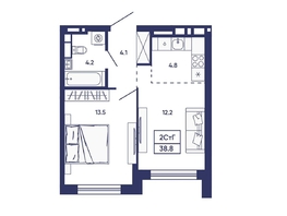 Продается 2-комнатная квартира ЖК Сподвижники, дом 2, 38.8  м&sup2;, 5200000 рублей