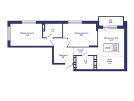 Продается 3-комнатная квартира ЖК Сподвижники, дом 3, 69.3  м&sup2;, 8200000 рублей