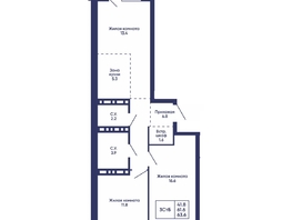Продается 3-комнатная квартира ЖК Сподвижники, дом 3, 63.6  м&sup2;, 7450000 рублей