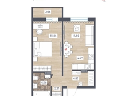 Продается 2-комнатная квартира ЖК Радуга Сибири, дом 14, 45.05  м&sup2;, 5180750 рублей