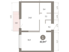 Продается 1-комнатная квартира ЖК Европейский берег, дом 46, 43.86  м&sup2;, 8720000 рублей