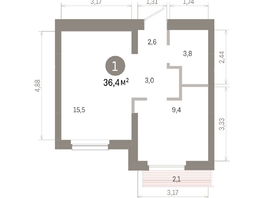 Продается 1-комнатная квартира ЖК Лебедевский квартал, д 1, 36.4  м&sup2;, 7030000 рублей