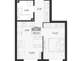 Продается 2-комнатная квартира ЖК Ясный берег, дом 33, 36.92  м&sup2;, 6770000 рублей