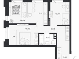 Продается 3-комнатная квартира ЖК Ясный берег, дом 20, 65.1  м&sup2;, 10034000 рублей