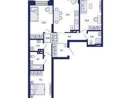 Продается 3-комнатная квартира ЖК Сила леса, корп 1, 83.4  м&sup2;, 10990000 рублей