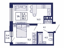Продается 1-комнатная квартира ЖК Сила леса, корп 2, 36.1  м&sup2;, 6750000 рублей
