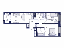 Продается 3-комнатная квартира ЖК Сила леса, корп 2, 64.1  м&sup2;, 9300000 рублей