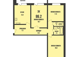 Продается 3-комнатная квартира ЖК Династия, дом 910, 86.2  м&sup2;, 10000000 рублей