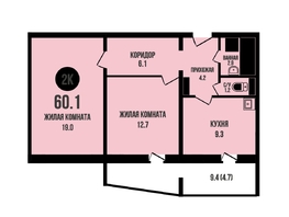 Продается 2-комнатная квартира ЖК Династия, дом 912, 60.1  м&sup2;, 6500000 рублей