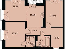 Продается 3-комнатная квартира ЖК Академия, дом 3, 74.4  м&sup2;, 14335000 рублей