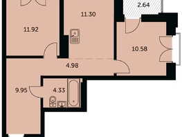 Продается 2-комнатная квартира ЖК Академия, дом 3, 54.2  м&sup2;, 11510000 рублей
