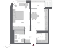 Продается 1-комнатная квартира ЖК Беринг, дом 3, 46.92  м&sup2;, 9000000 рублей