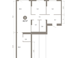 Продается 3-комнатная квартира ЖК Лебедевский квартал, д 1, 84.7  м&sup2;, 10150000 рублей