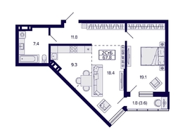 Продается 2-комнатная квартира ЖК Грандо, 67.8  м&sup2;, 10700000 рублей