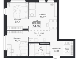 Продается 3-комнатная квартира ЖК Базилик, дом 3, 54.69  м&sup2;, 8779000 рублей