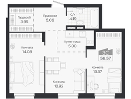 Продается 3-комнатная квартира ЖК Базилик, дом 3, 58.57  м&sup2;, 8776000 рублей