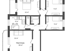 Продается 4-комнатная квартира В. Высоцкого ул, 80.2  м&sup2;, 7790000 рублей