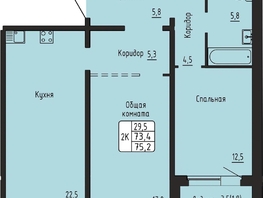 Продается 2-комнатная квартира ЖК Самоцветы, Бирюза дом 3, 75.2  м&sup2;, 6900000 рублей