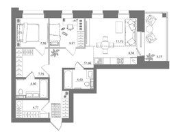 Продается 2-комнатная квартира ЖК Спектр, дом 10, 78.92  м&sup2;, 12390000 рублей