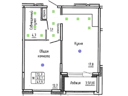 Продается 1-комнатная квартира ЖК Самоцветы, Бирюза дом 3, 41.9  м&sup2;, 7150000 рублей