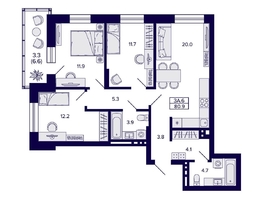 Продается 3-комнатная квартира ЖК Сподвижники, дом 1, 80.9  м&sup2;, 9900000 рублей