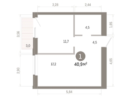 Продается 1-комнатная квартира ЖК Город на озере, 40.89  м&sup2;, 8820000 рублей