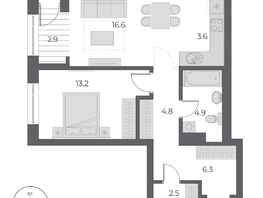 Продается 2-комнатная квартира ЖК ОСКАР, дом 1, 54.8  м&sup2;, 10500000 рублей