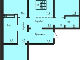 Продается 3-комнатная квартира ЖК Акварельный 4.0, 88.9  м&sup2;, 9400000 рублей