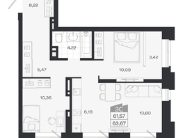 Продается 3-комнатная квартира ЖК Ясный берег, дом 20, 64.08  м&sup2;, 9425000 рублей