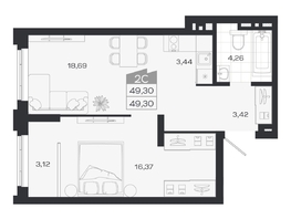 Продается 2-комнатная квартира ЖК Ясный берег, дом 20, 49.67  м&sup2;, 8161000 рублей